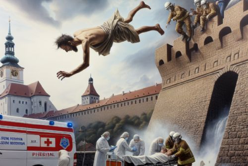 Foto: Muž v bezvědomí po pádu z Vyšehradských hradeb
