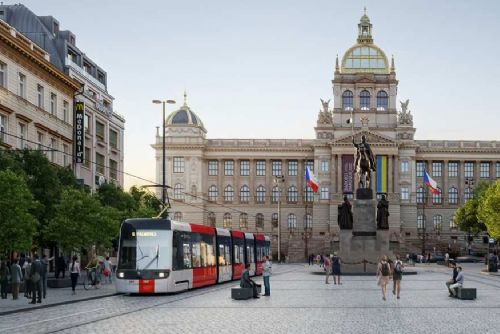 obrázek:Stavba tramvajové trati propojí Václavák a Vinohradskou
