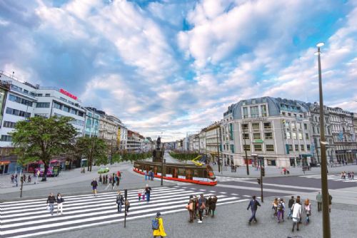 Foto: Obnovení tramvajové dopravy na Václaváku